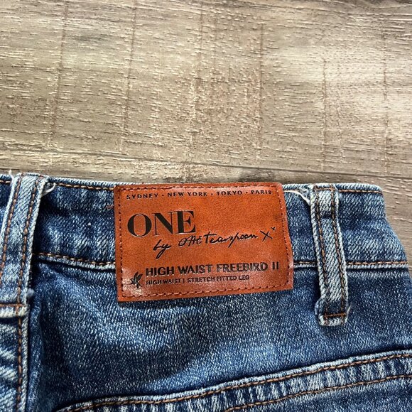 One By One Teaspoon High Waist Freebird II Distressed Skinny Jeans Blue Size 24 - Picture 8 of 10